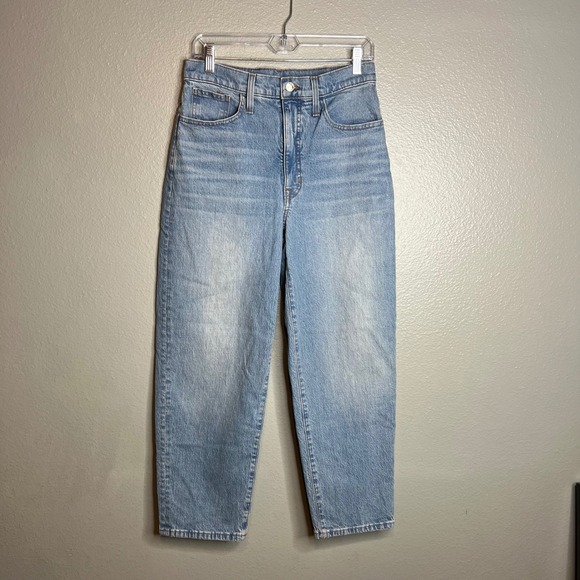 Madewell Balloon Jeans Size 27‎ Crop High Rise Whistler Wash Faded Light NEW - Picture 3 of 11